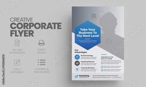 Corporate Business Flyer poster pamphlet brochure cover design layout background, vector template in A4 size