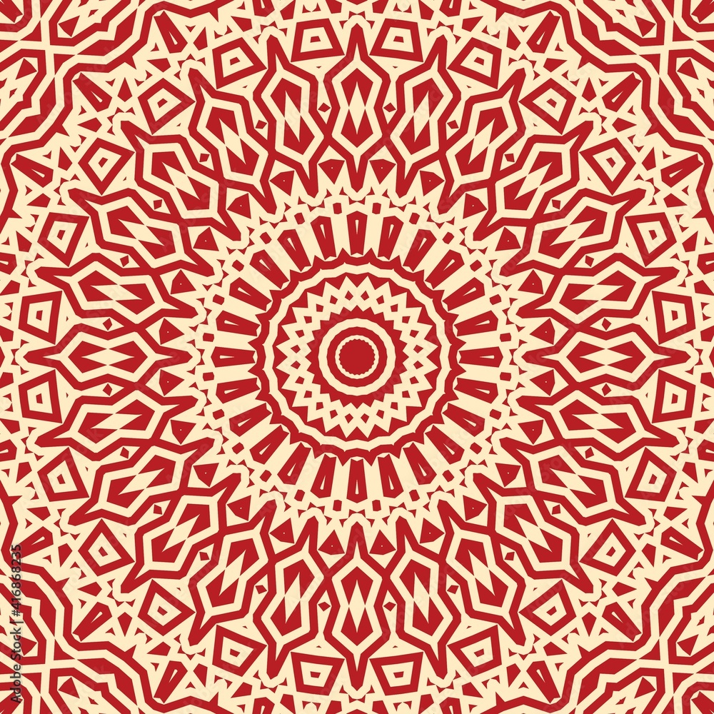 Red mandala texture pattern. 