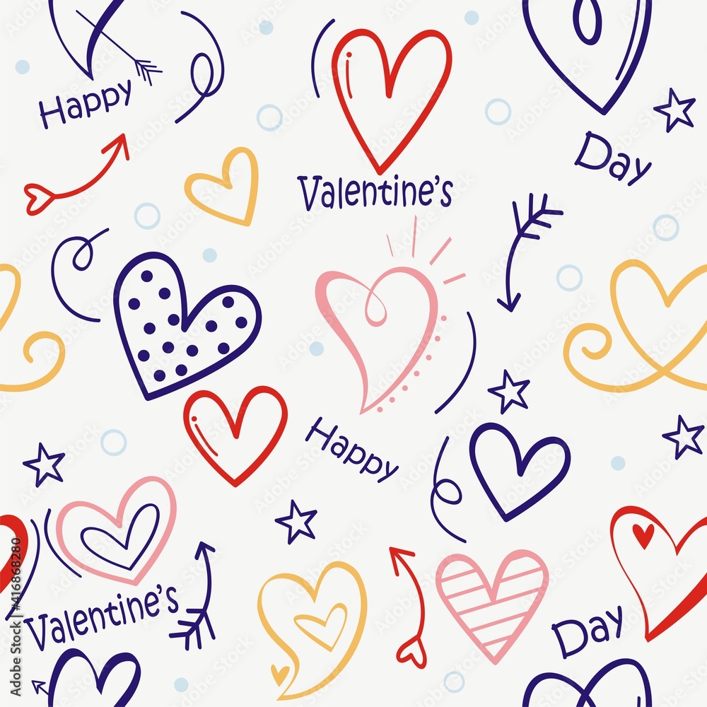 Seamless vector pattern with hearts and arrows. Valentines day design.mosaic heart for Valentine's Day,
