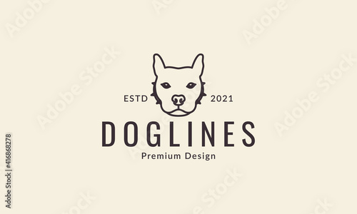 animal pets dog American Pit Bull Terrier head lines logo design vector icon symbol graphic illustration