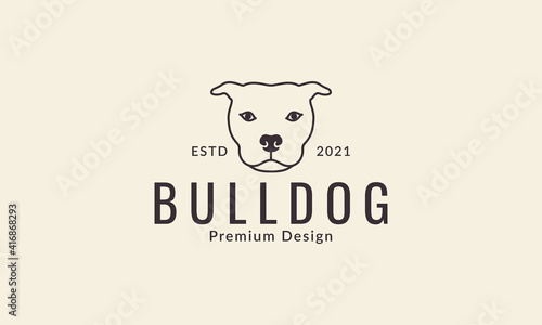 animal pets dog American Pit Bull Terrier head lines logo design vector icon symbol graphic illustration
