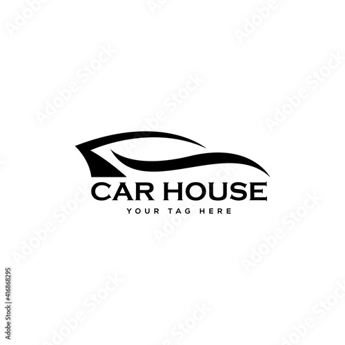 Abstract Car logo sign symbol for Automotive Company. Black Car Repair Logo Template with Wrench wheels. Abstract Car silhouette for Automotive Company and Repairing car. Vector Eps