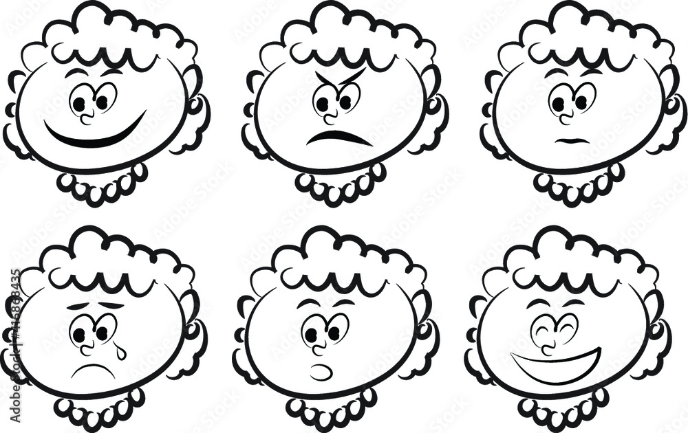 vector cartoon woman emoji face set vector cartoon woman emoji face set