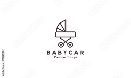 baby stroller lines simple logo design vector icon symbol graphic illustration