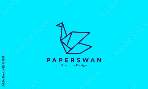 paper swan or goose lines origami logo design vector icon symbol graphic illustration
