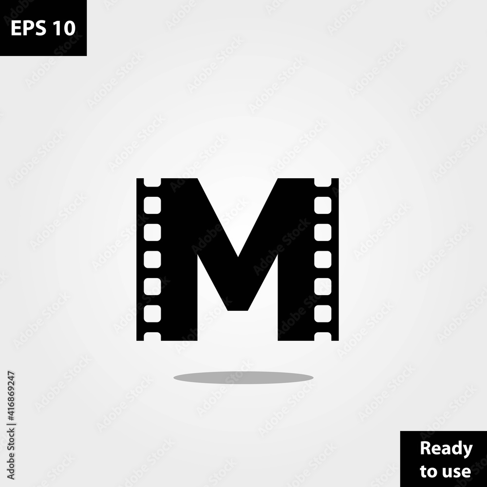 Movie clips initial m letter logo company, logo vector template design.  Ready to use, easy for edit. vector de Stock | Adobe Stock