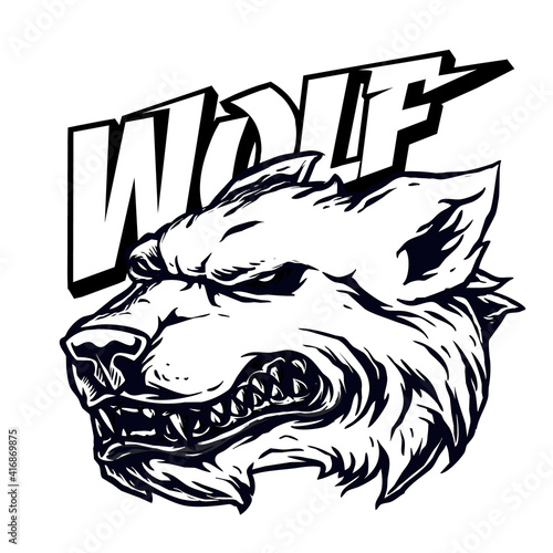 vector of wolf grin head illustration
