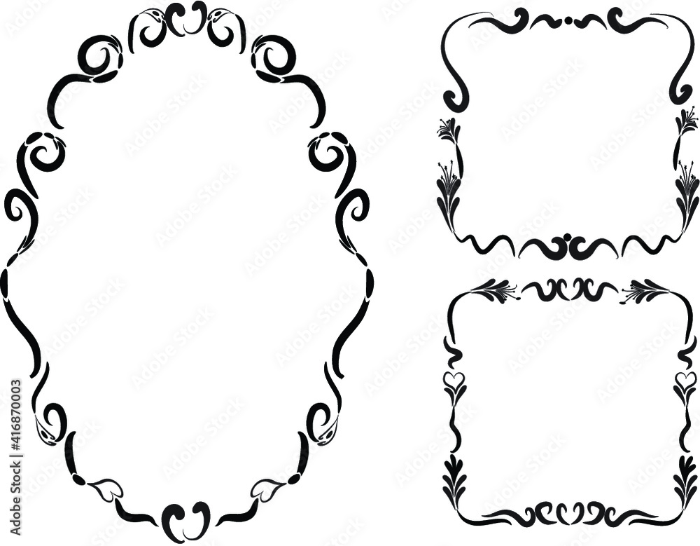 vector drawing flowers leaf plant design border frame background set vector drawing flowers leaf plant design border frame background set