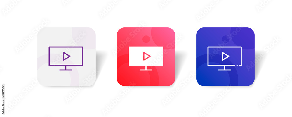 desktop video player pixel perfect icon set bundle in line, solid, glyph, 3d gradient style desktop video player pixel perfect icon set bundle in line, solid, glyph, 3d gradient style
