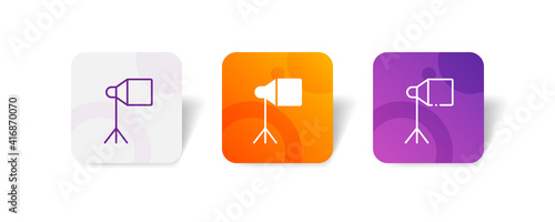 strobe studio lighting pixel perfect icon set bundle in line, solid, glyph, 3d gradient style