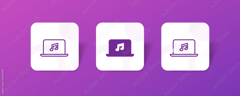 notebook music player pixel perfect icon set bundle in line, solid, glyph, 3d gradient style notebook music player pixel perfect icon set bundle in line, solid, glyph, 3d gradient style