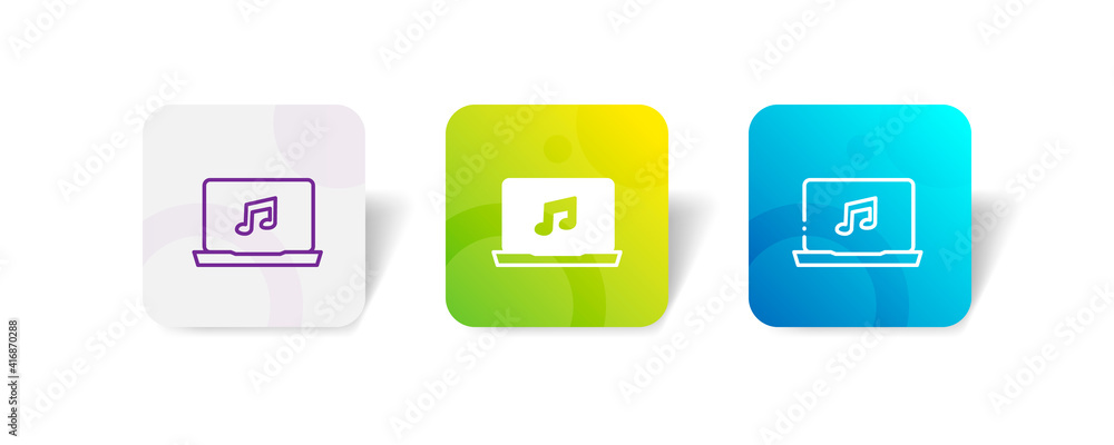 notebook music player pixel perfect icon set bundle in line, solid, glyph, 3d gradient style notebook music player pixel perfect icon set bundle in line, solid, glyph, 3d gradient style