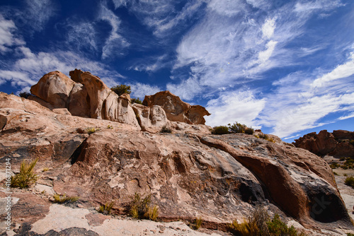 Rock formations at the magical hidden Laguna Negra Valley in the Salar de Uyuni, Bolivia © raquelm.