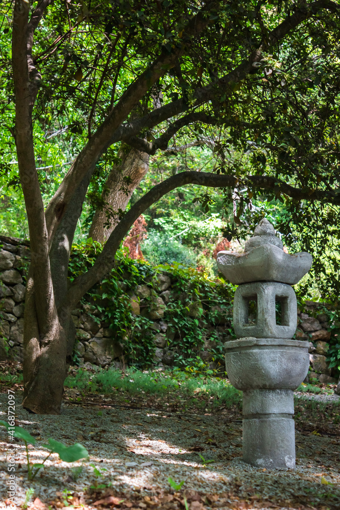 Japanese lantern in the Nikita Botanical Garden, Yalta, Crimea. Japanese lantern in the Nikita Botanical Garden, Yalta, Crimea.