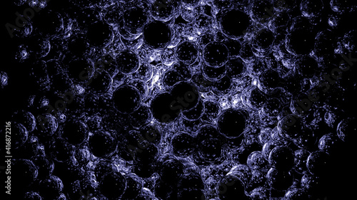 Tons of Dark Virus gathering together floating in a black space 3D Abstract Image 
