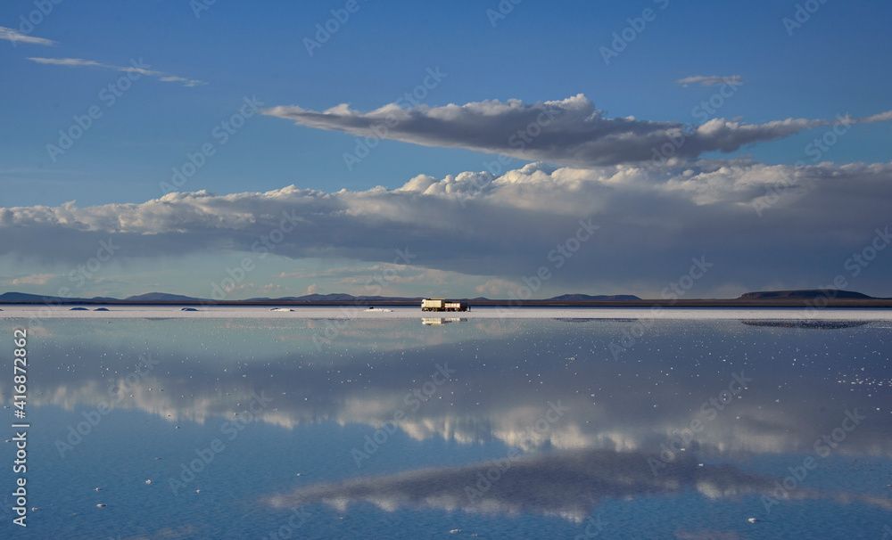 Infinite reflections on the salt flats of the Salar de Uyuni, Bolivia