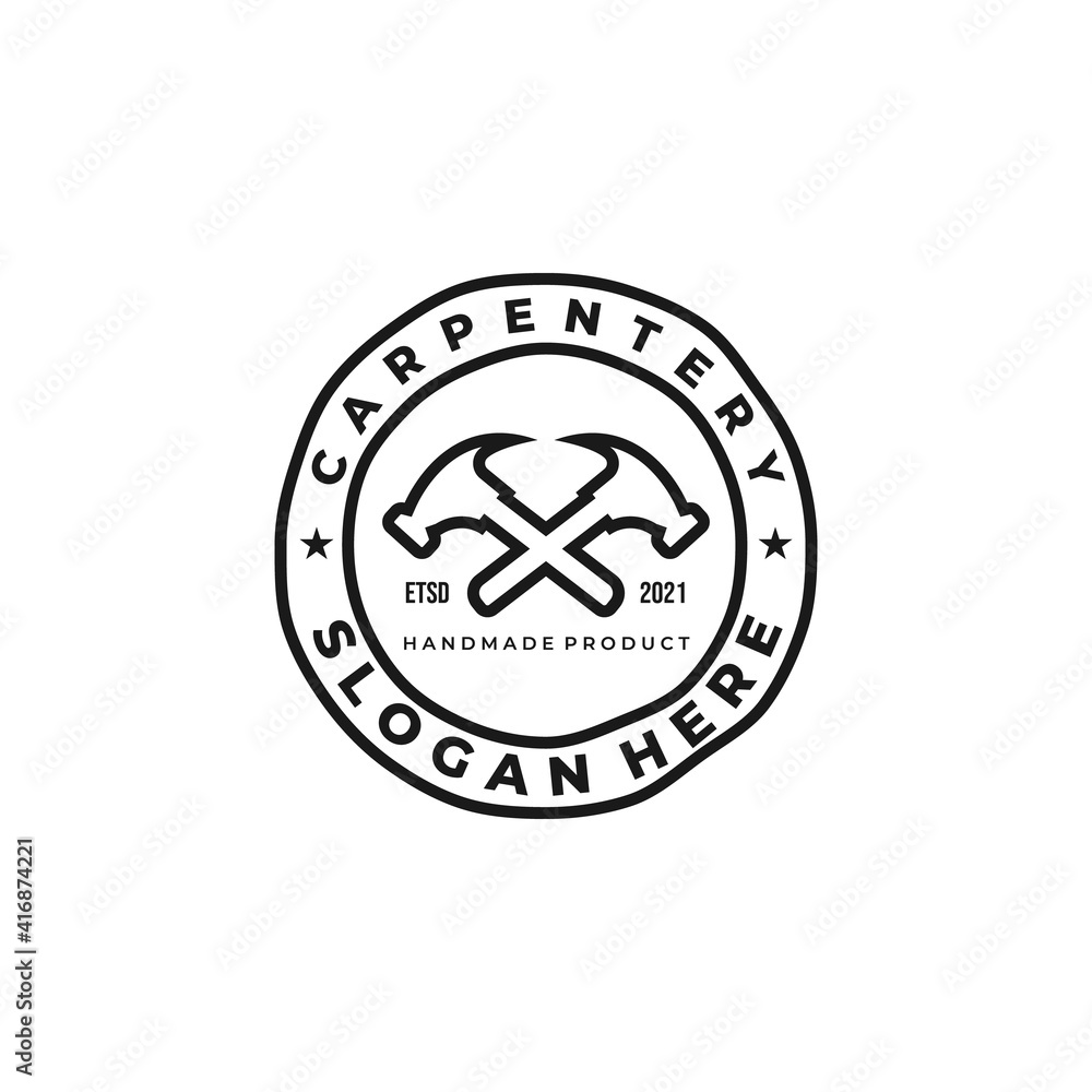 carpenter line art minimalist logo badge carpenter line art minimalist logo badge