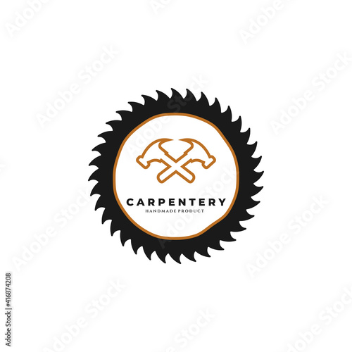 carpentry minimalist line art logo badge