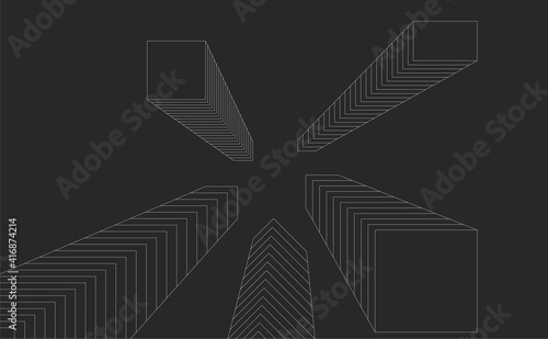3d line box wireframe patte...