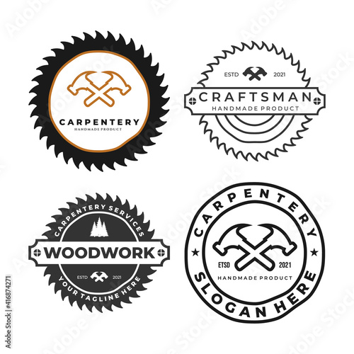 carpentry set logo badge icon