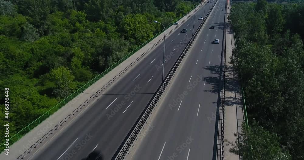 Aerial View Of Traffic Going On Highway Aerial View Of Traffic Going On Highway