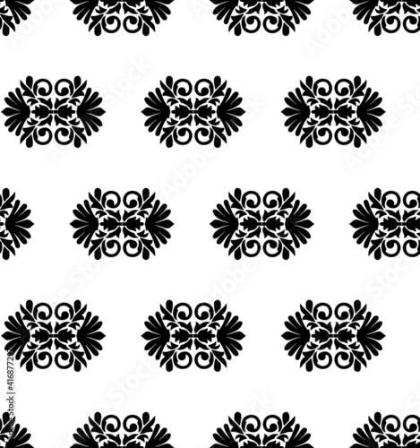 Seamless geometrical paisley pattern with white background.