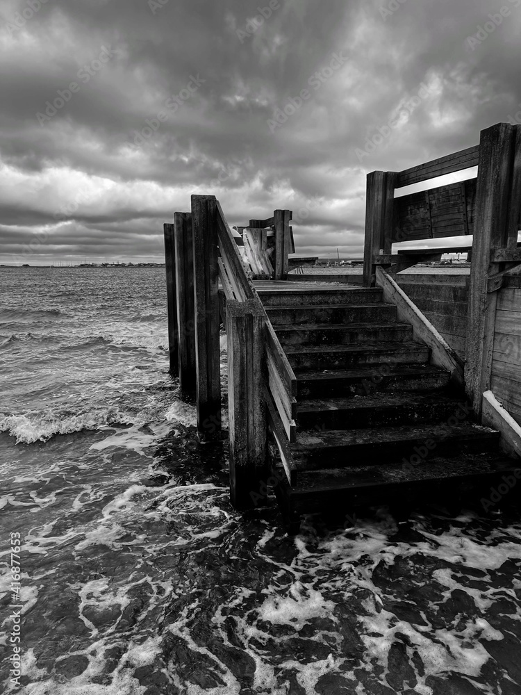 Obraz premium wooden pier with stairs