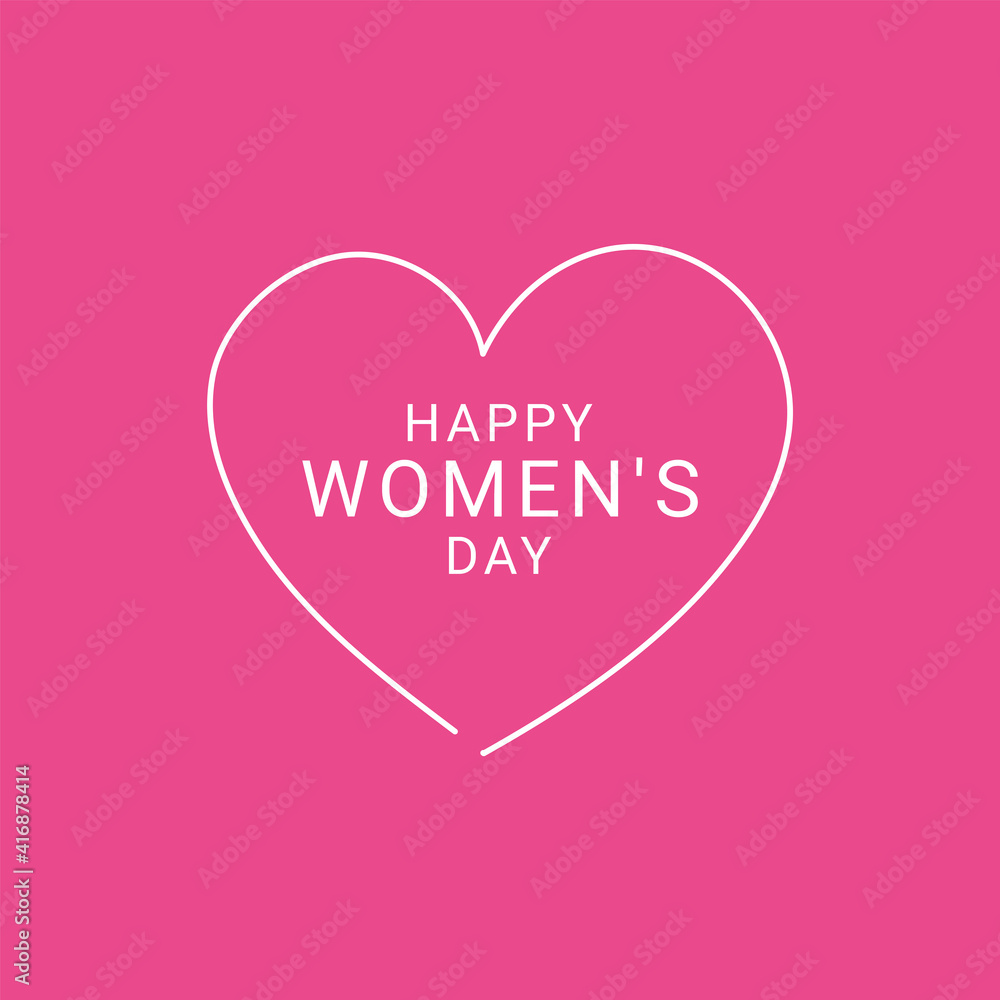 Happy Women's Day with line heart