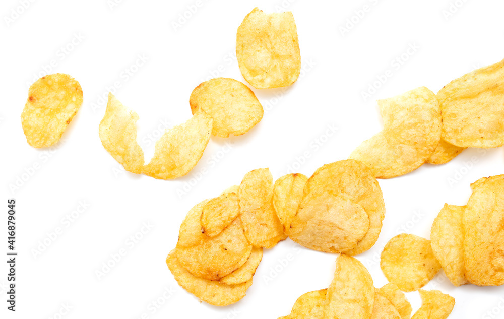 Potato chips isolated on a white background. Potato chips isolated on a white background.