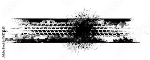Vector Print Textured Tire Track . Design Element . Car tread silhouette . off road Mud splash grunge texture . 