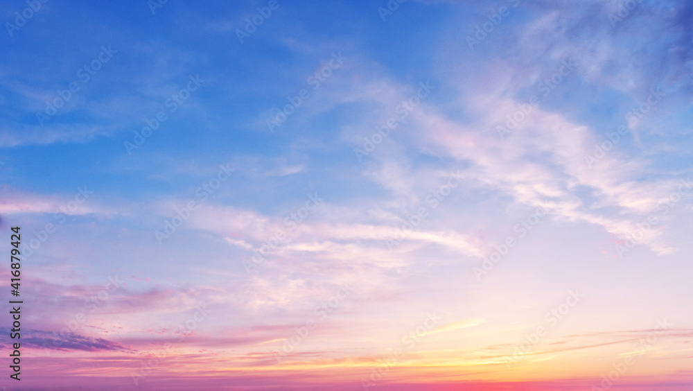 Beautiful natural scenery: sunset sky of multiple colors