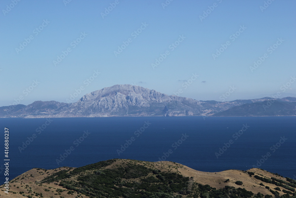 Mountains in Morocco-view across the Strait of Gibraltar from Spain.