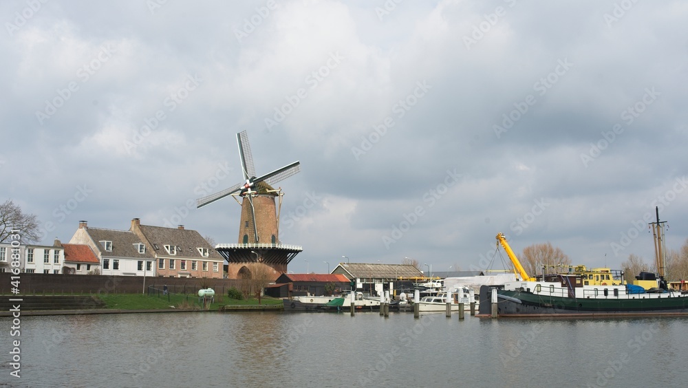 Wijk bij Duurstede the Netherlands 6 March 2020 - Harbor of Hanseatic city Wijk bij Duurstede in the Netherlands
