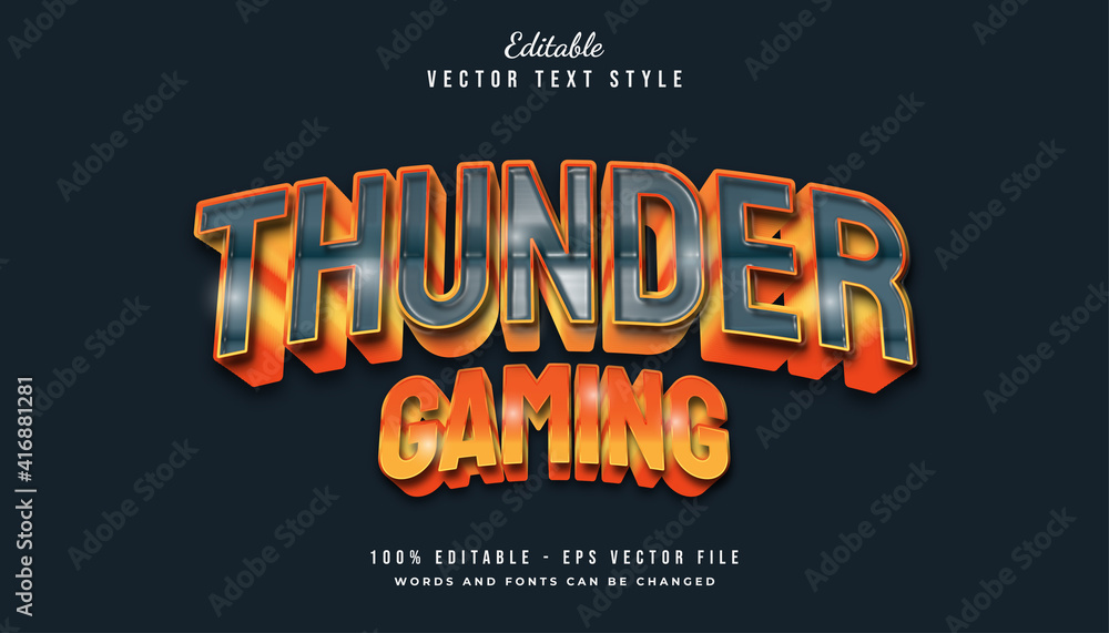 Thunder Gaming Text Style with Embossed and Curved Effect