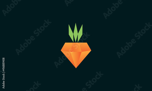 vegetables carrot with diamond logo design vector icon symbol illustration