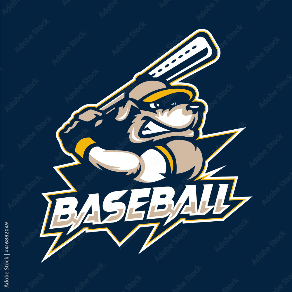 Bull Dog Baseball team sport logo design. Stock Vector Adobe Stock