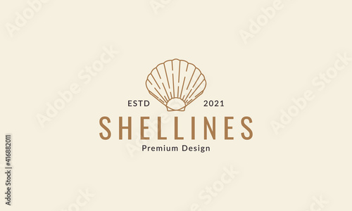 lines vintage shell sea logo design vector icon symbol illustration