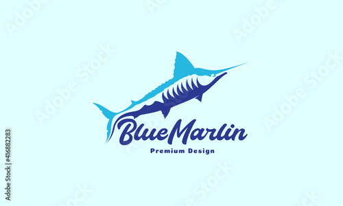 abstract modern fish sea blue marlin logo design vector icon symbol illustration