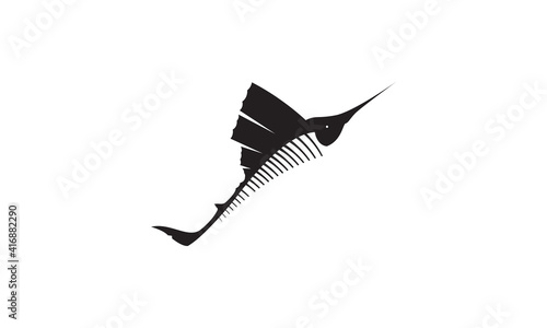 silhouette modern fish sea blue marlin logo design vector icon symbol illustration