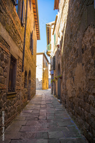 Fototapeta Naklejka Na Ścianę i Meble -  A street in the historic medieval village of Santa Fiora in Grosseto Province, Tuscany, Italy
