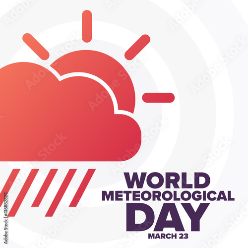 World Meteorological Day. March 23. Holiday concept. Template for background, banner, card, poster with text inscription. Vector EPS10 illustration.