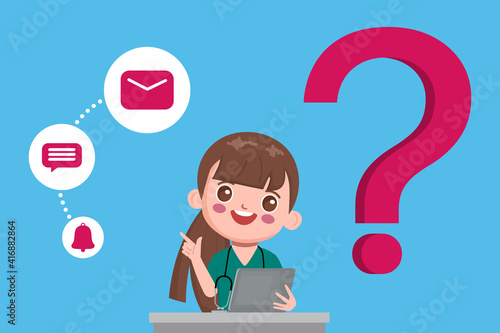 Animation Doctor character online hospital.	Cute cartoon hand drawn vector.