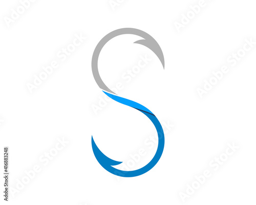 S Letter from two fishing hook logo