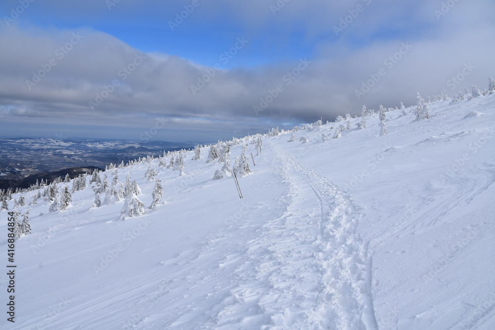 Karkonosze, zima, śnieg, warunki na szlakach, Sudety