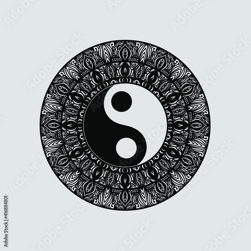 Yin yang mandala graphic trendy design.