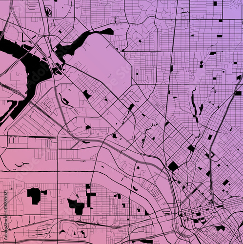 Dallas, Texas, United States (USA) - Urban vector city map with parks, rail and roads, highways, minimalist town plan design poster, city center, downtown, transit network, gradient blueprint