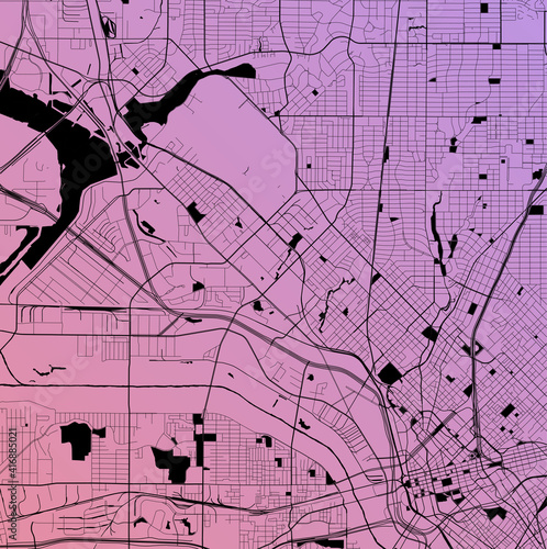 Dallas  Texas  United States  USA  - Urban vector city map with parks  rail and roads  highways  minimalist town plan design poster  city center  downtown  transit network  gradient blueprint