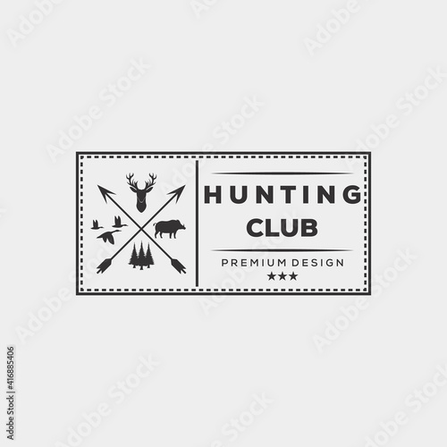 hunting deer bear duck logo vector illustration design