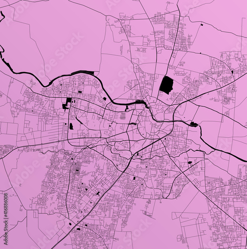 Nasik, Maharashtra, India (IND) - Urban vector city map with parks, rail and roads, highways, minimalist town plan design poster, city center, downtown, transit network, gradient blueprint