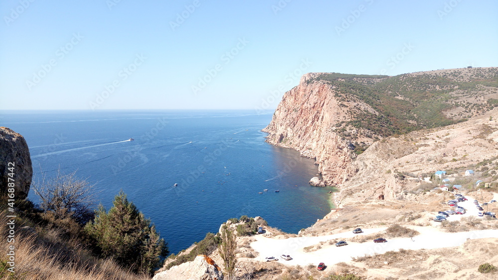 Coast along the sea. Wild seaside. Cape near the Black Sea in Taman Coast along the sea. Wild seaside. Cape near the Black Sea in Taman